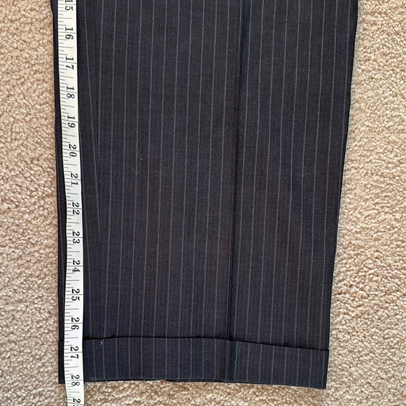 Oscar De La Renta Mens 100% Wool Pleated Pinstripe Cuffed Dress Pants 36W Grey - Picture 9 of 12